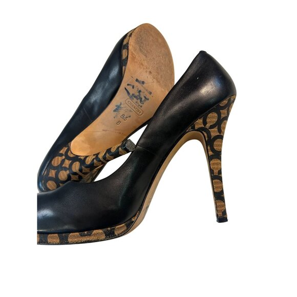 Coach Alexa Napa Black leather High Heels Shoes 8.5 B - Picture 4 of 5